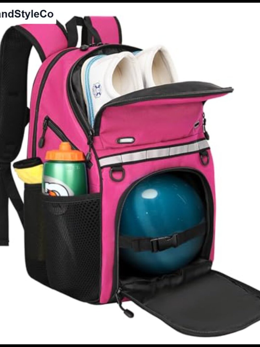 Nylon Single Ball Bowling Backpack with Shoe Compartment and Padded Ball Holder